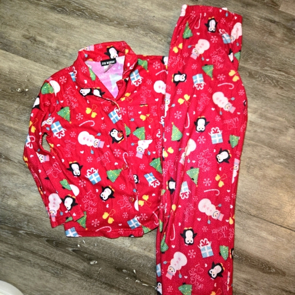 JOE BOXER Kids Snow Penguin And Snowmen Christmas PJ’s, Sparkle Buttons…